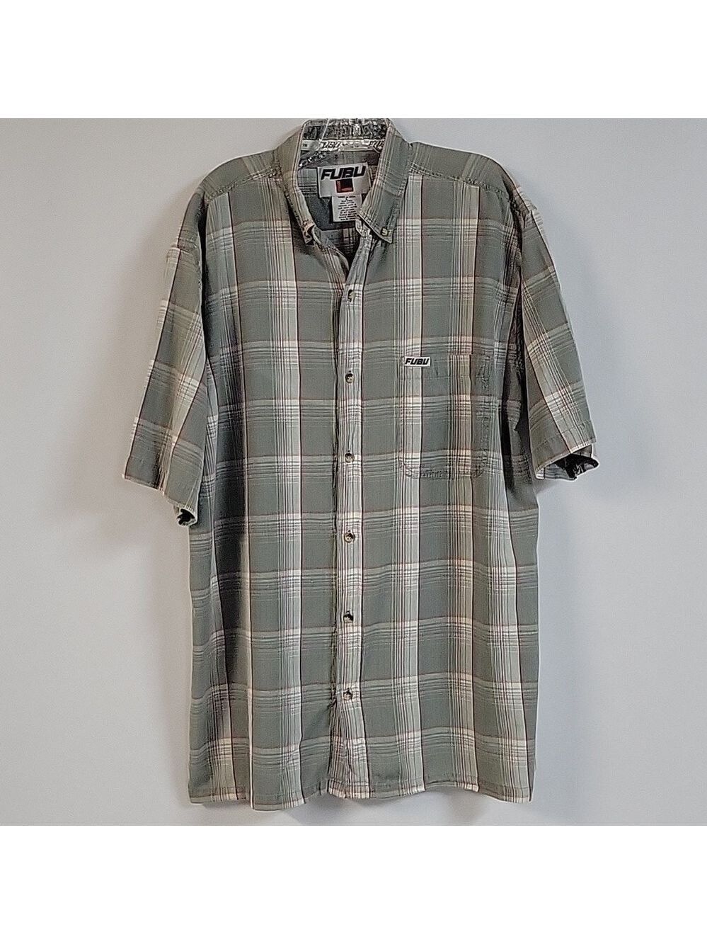 Fubu Sports Men's Short-Sleeved Button-Down  Shirt, Size Large